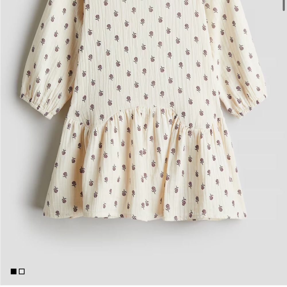 H&M Floral Cream Woven Cotton Dress
